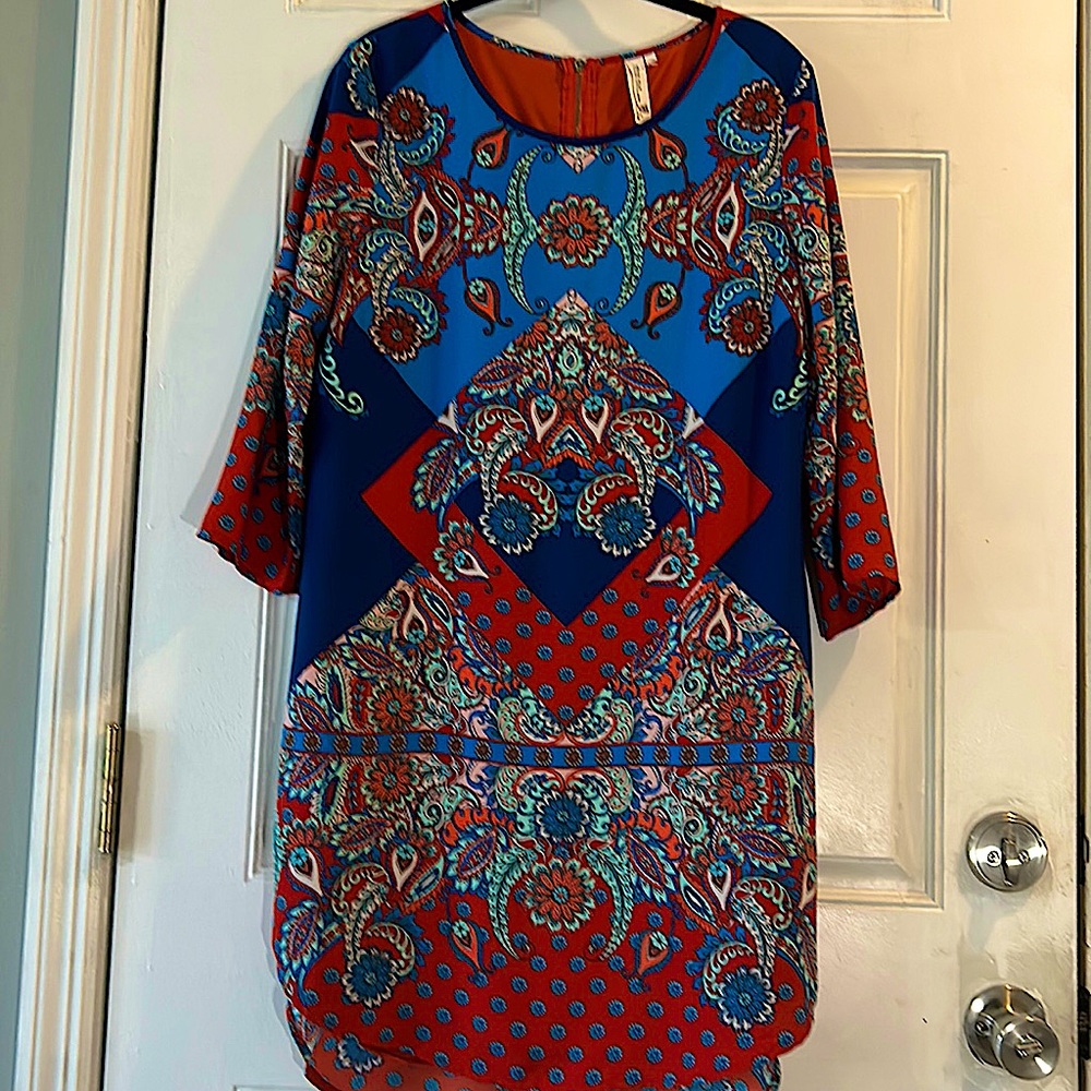 Pink Owl Multiprint Bohemian Shift Dress M
